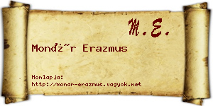 Monár Erazmus névjegykártya